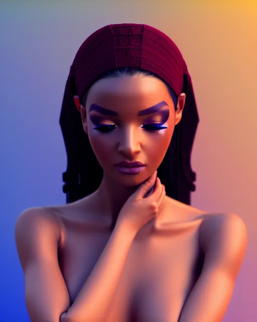 Prompt: beautiful female, arabic, haze, model, brown skin, intricate, filter, symmetrical face, makeup, sephora, maybelline, studio, reflections, cinematic, filmic, vsco, concept art, artstation, elegant, model, gorgeous, vray, flim, octane render, ambient occlusion, prism details