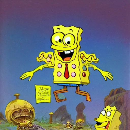 Prompt: spongebob the barabarian by frank frazetta