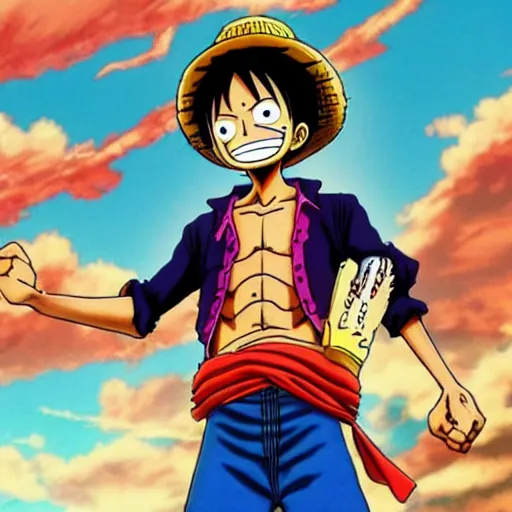 Image similar to luffy from one piece t - posing because it's funny, highly detailed, anime