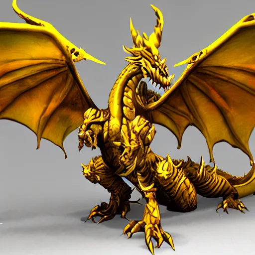 Prompt: Golden dragon from world of warcraft