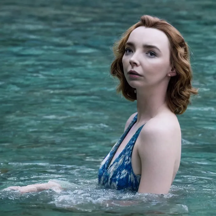 Image similar to jodie comer looking peaceful in the water, beautiful movie stills