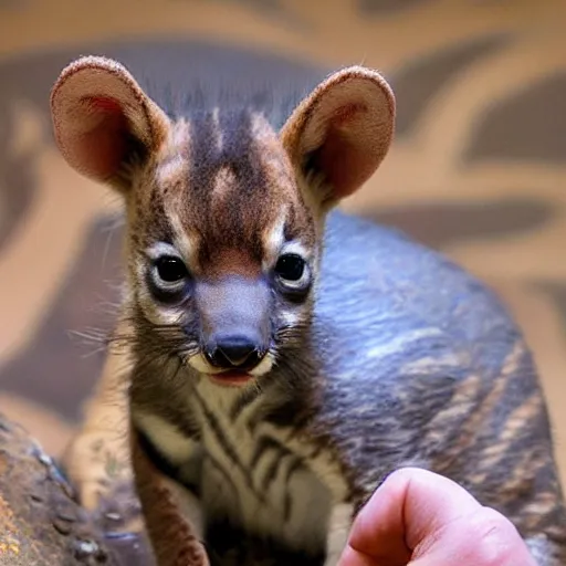 Image similar to baby Tasmanian tiger real photo in zoo