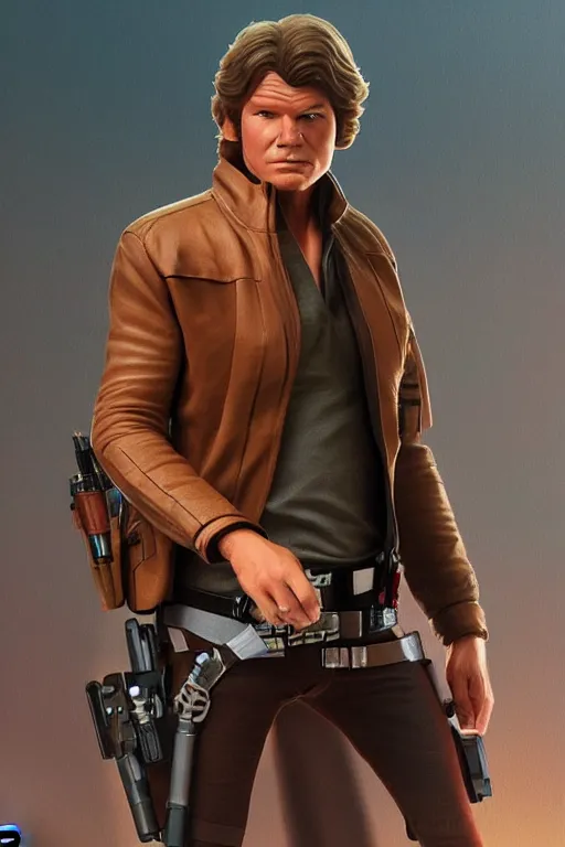 Prompt: han solo, action figurine toy, vaporwave, highly detailed, digital painting, artstation, concept art, smooth, sharp focus, illustration, art by artgerm and greg rutkowski and alphonse mucha