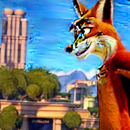 Prompt: Nick Wilde (from Zootopia) in a Grand Theft Auto: San Andrea loading screen