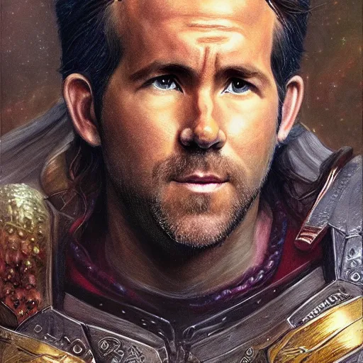 Prompt: Ryan reynolds as a fantasy D&D character, close-up portrait art by Donato Giancola and James Gurney, digital art, trending on artstation
