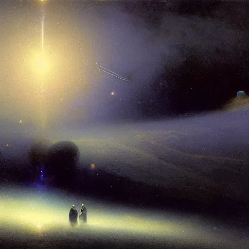 Prompt: Liminal space in outer space by Ivan Aivazovsky