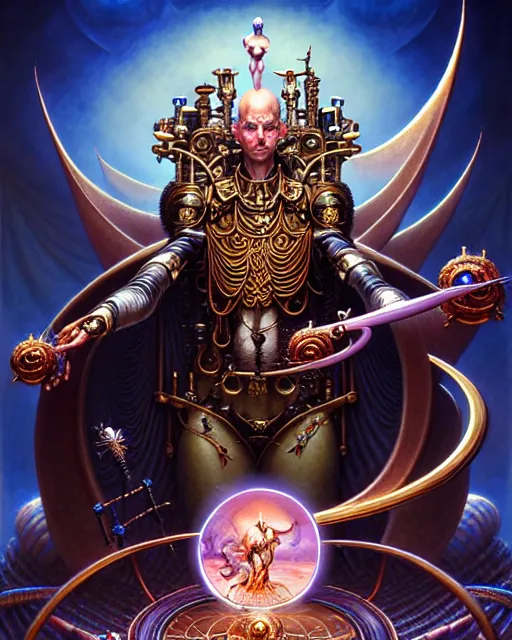 Image similar to the emperor tarot card, fantasy character portrait made of fractals, ultra realistic, wide angle, intricate details, the fifth element artifacts, highly detailed by peter mohrbacher, hajime sorayama, wayne barlowe, boris vallejo, aaron horkey, gaston bussiere, craig mullins