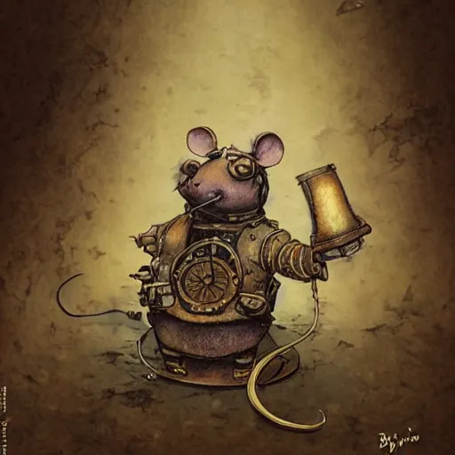 Prompt: an ashigaru steampunk mouse by brian froud and greg rutkowski