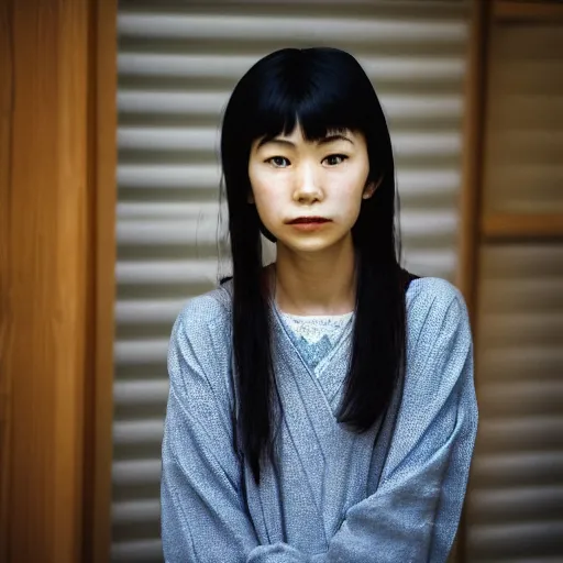 Image similar to Portrait of an 1980 young japanese girl, (EOS 5DS R, ISO100, f/8, 1/125, 84mm, postprocessed, crisp face, facial features)