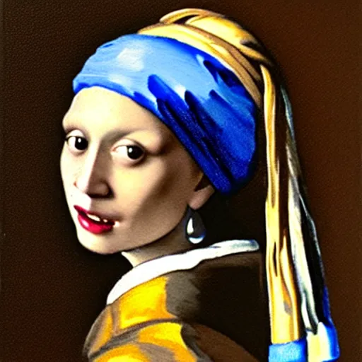 Prompt: aoc with a pearl earring, painting by vermeer