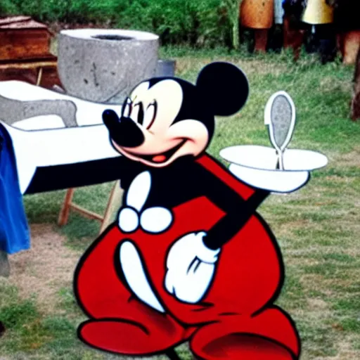 Image similar to mickey mouse being given a viking funeral