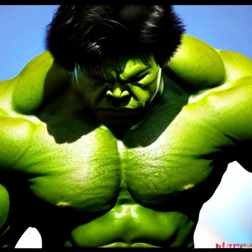 Prompt: hulk as gigachad, Ray tracing reflection, natural lighting, gym