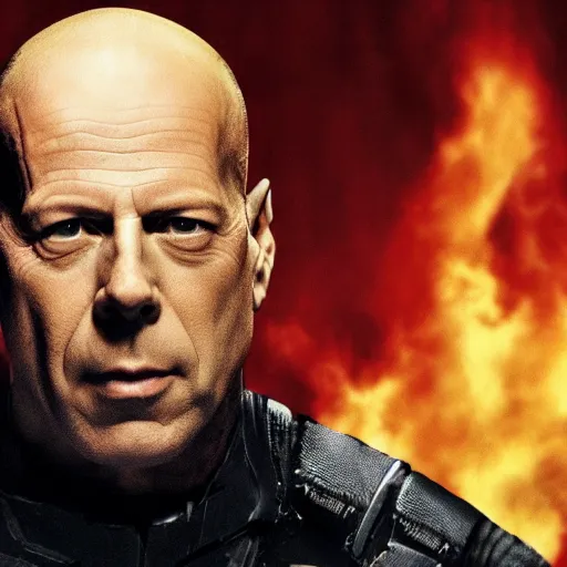 Image similar to Bruce Willis being a Marvel villain, 4K