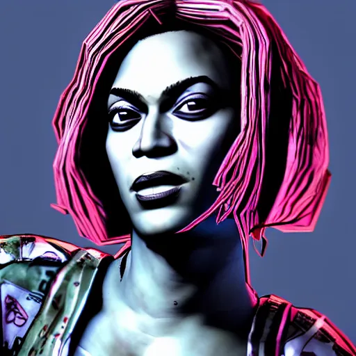 Prompt: beyonce portrait, borderlands, tales from the borderlands, the wolf among us, comic, cinematic lighting, studio quality, 8 k