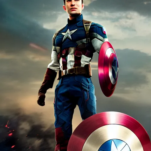Prompt: film still of Joseph Gordon Levitt as captain America in new avengers film, 4k