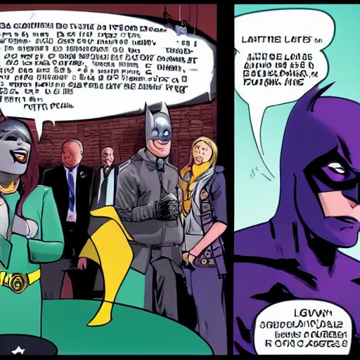 Prompt: batgirl exposing that politicians are lizard people, high detail, photorealistic, movie still, cinematic, dramatic,