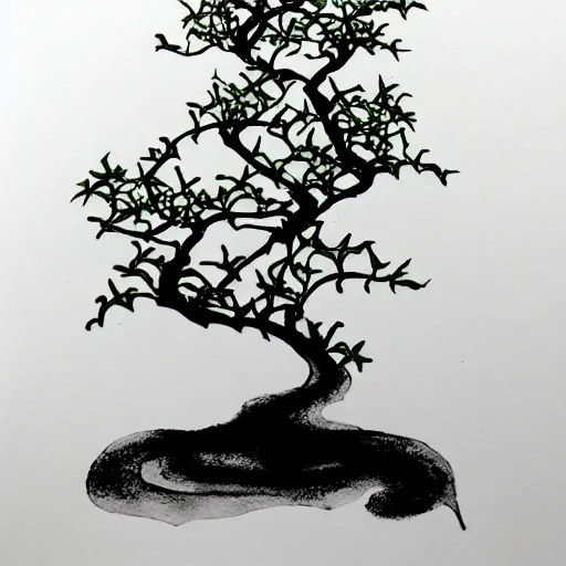 Image similar to zen ivy, ink