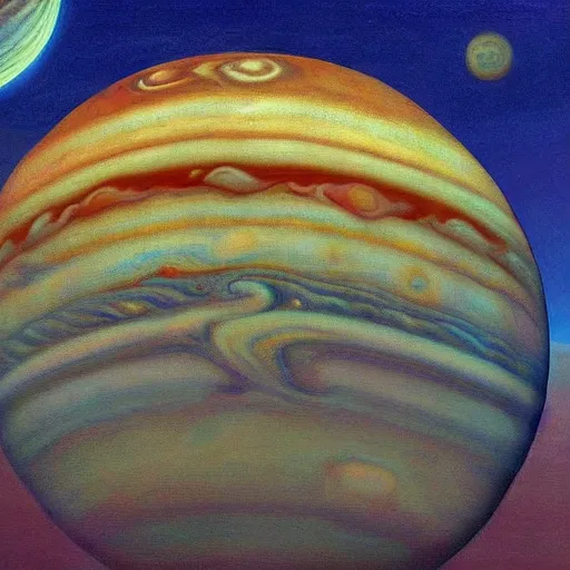 Image similar to jupiter macro painting, surreal nicholas roerich art, high resolution, 8 k