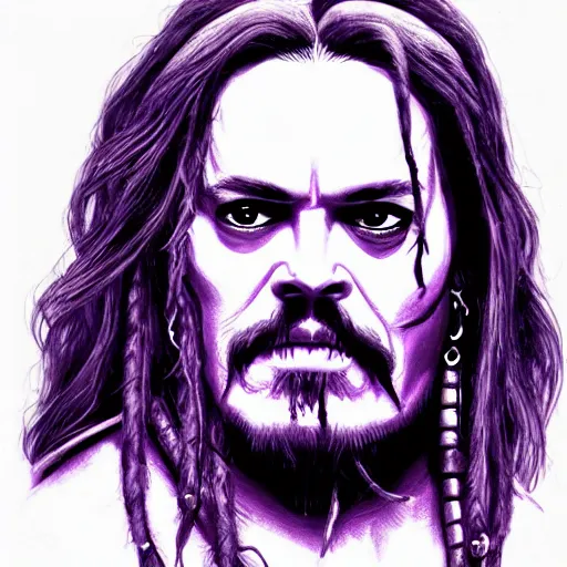 Image similar to thanos as jack sparrow, highly detailed, trending on artstation