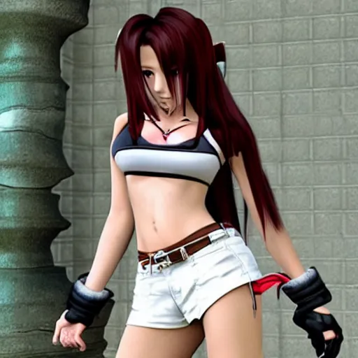 Image similar to aerith gainsborough mixed with tifa lockhart