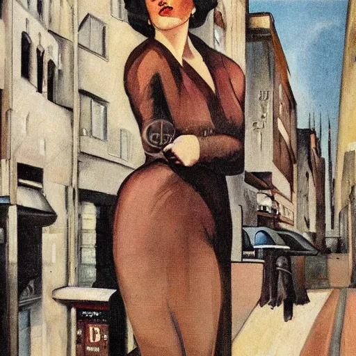 Image similar to woman, city, looking down, street top view, by enoch bolles