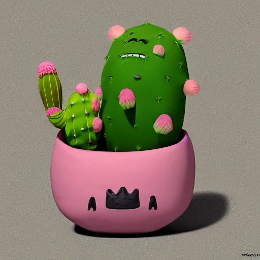 Image similar to cactus, plush, Totoro, soft render, dreamlike, pastel Ilya Kuvshinov