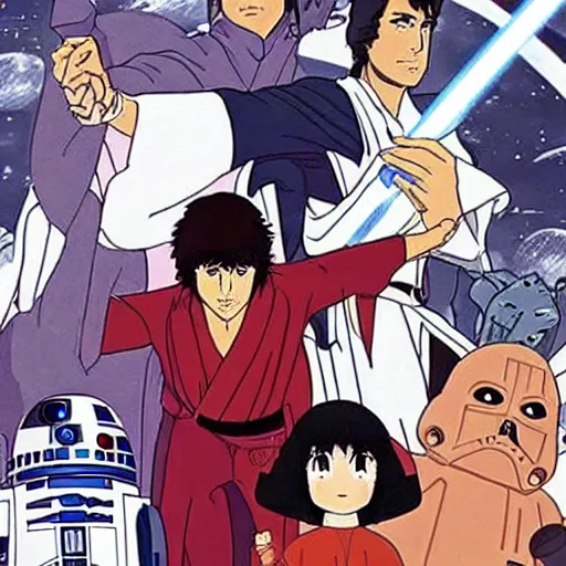 Image similar to star wars anime from the 1980s by Cowboy Bebop and Studio Ghibli