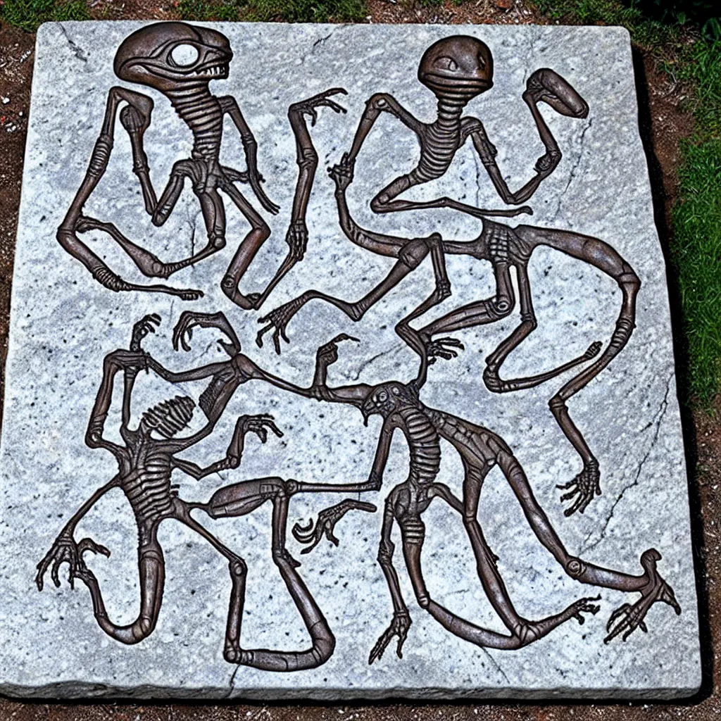 Image similar to alien to human alphabet conversion table carved on slab of stone