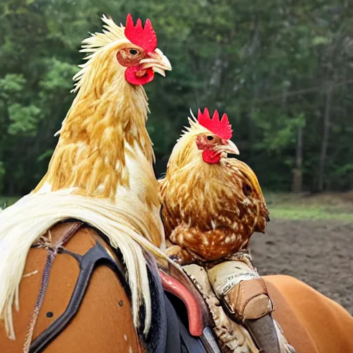 Image similar to chicken riding a horse