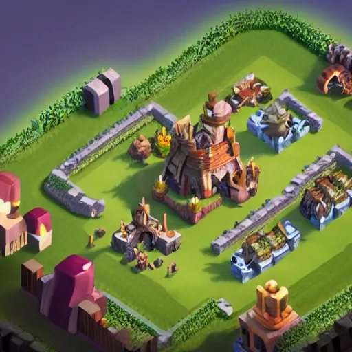 Prompt: clash of clans th 1 5 concept art