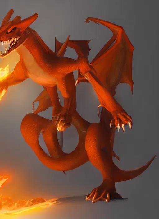 Image similar to Charizard as a dragon in d&d, D&D Concept Art, unreal 5, DAZ, hyperrealistic, octane render, cosplay, RPG portrait, dynamic lighting