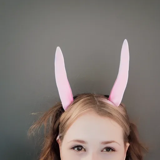 Prompt: bunny ears on a person