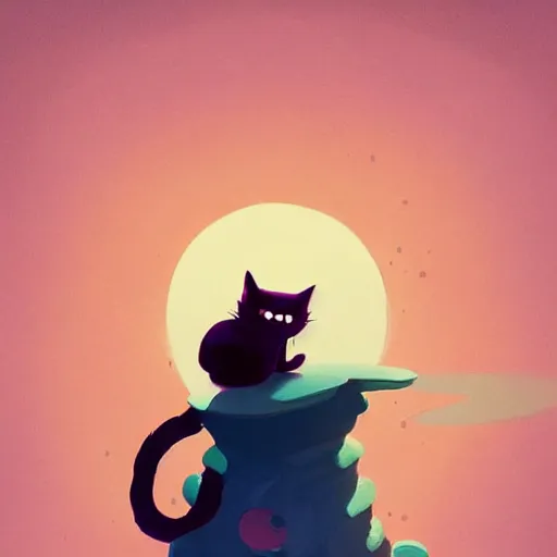 Image similar to cheshire cat, in the style of atey ghailan and james gilleard and goro fujita and gris, exquisite lighting, art, very coherent, plain background, trending on artstation