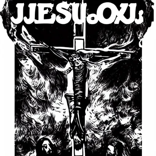 Image similar to jesus on the cross death metal cover