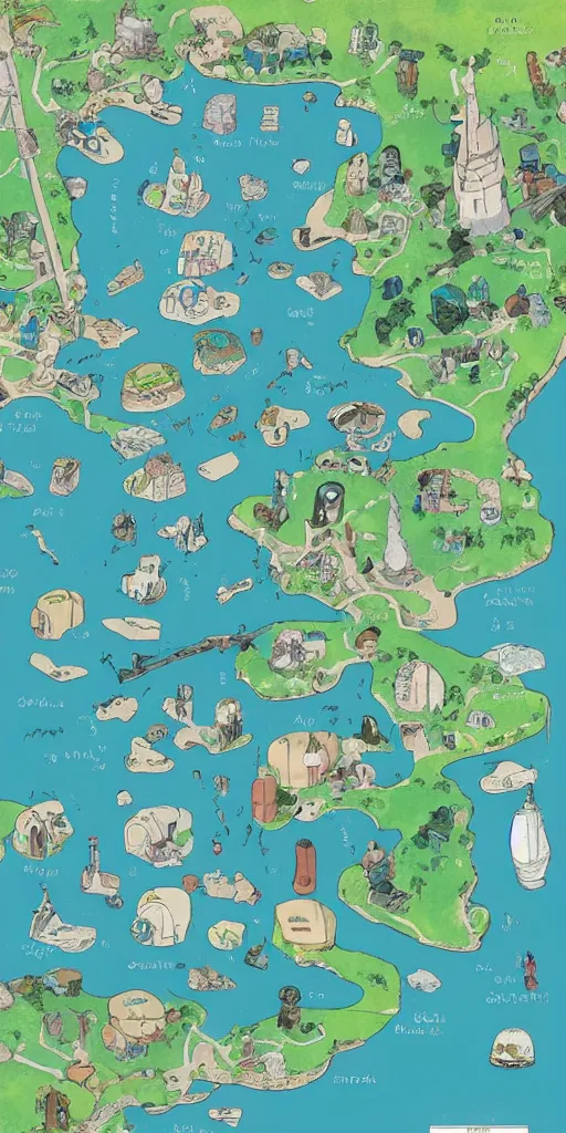 Prompt: a map of latent space in the style of studio ghibli