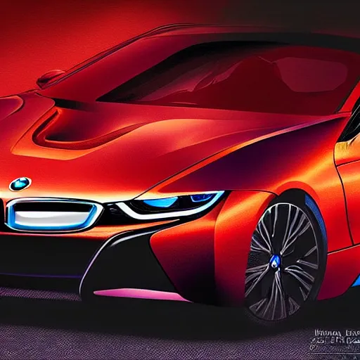 Image similar to bmw i 8 by elena vizerskaya and ivan aivazovsky, perfectly detailed, artstation, sharp focus, highly detailed, studio photography, impresion de giclee arte abstracto, award winning