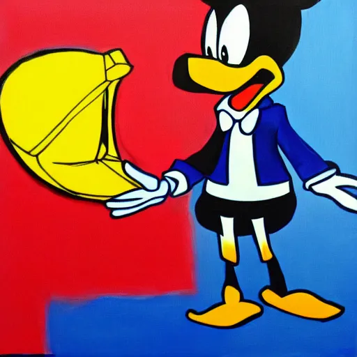 Prompt: Donald duck painting by Mondrian, trending on artstation