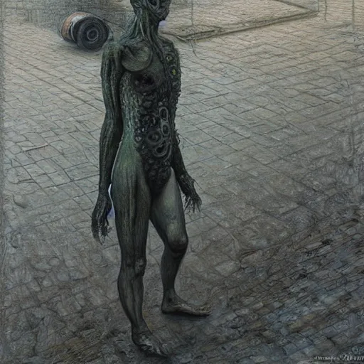 Image similar to paul blart as human segway hybrid, highly detailed, environment art, body horror, biopunk, by zdzisław beksinski, peter gric, marco mazzoni