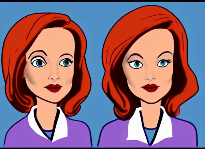 Image similar to dana scully in the style of ( 1 9 7 6 ) disney animation