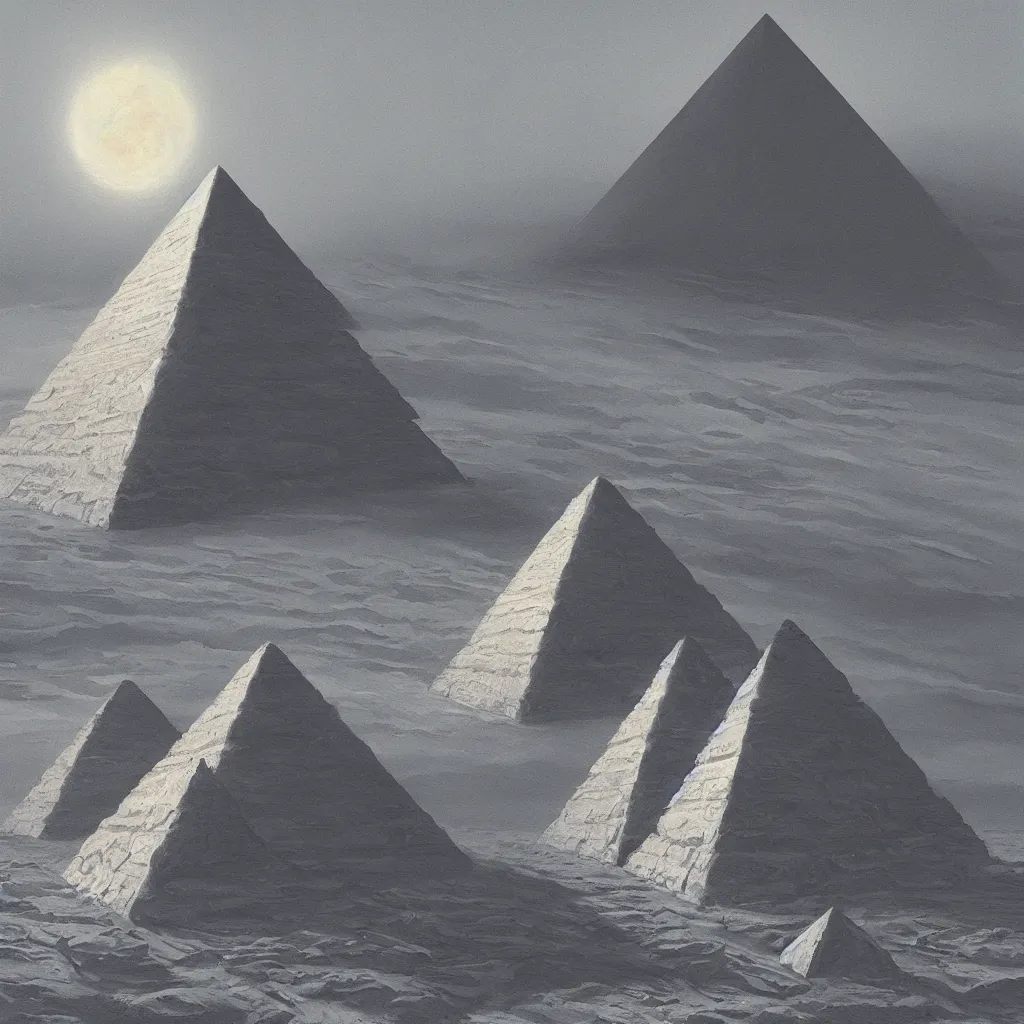 Prompt: A beautiful painting of A Pyramid on the Moon by Steve R. Dodd,hyper detailed,4k,digital art,unreal engine 5,Retro Futurism Art,Trending on artstation