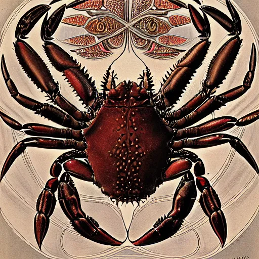 Prompt: crab by Ernst Haeckel