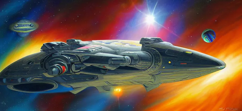 Prompt: beautiful masterpiece painting of spaceship in space, Gallante Thantos Carrier, by juan ortiz 8k