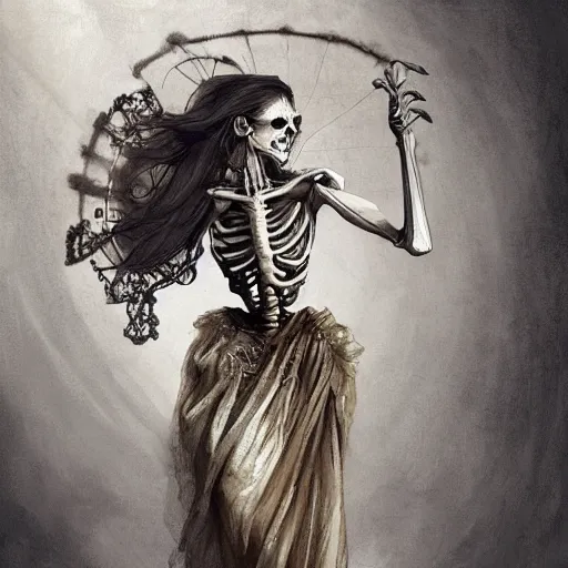 Image similar to a skeleton women as a opera singer, singing at a opera house, skeletal woman singing a melancholy song, melancholy vibe, historical, intricate, highly detailed, dynamic lighting, digital art, digital painting, artstation, wlop, sharp focus, illustration, art by artgerm and greg rutkowski and alphonse mucha