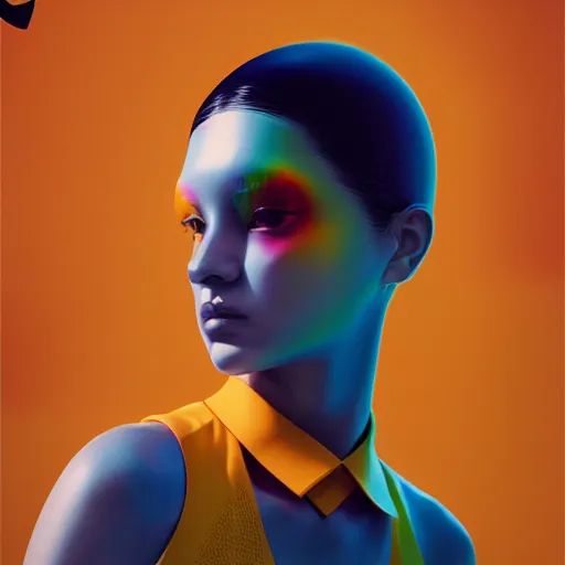 Image similar to abstract 3d female in a modern nike suite age 14 by james jean and Jason Chan, rendering, redshift, octane