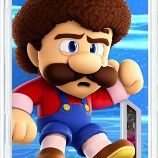 Image similar to Bob Ross as a Super Smash bros ultimate character, Nintendo switch