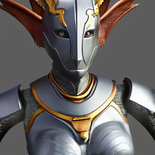 Image similar to stunning bust of a beautiful female knight, but as an anthropomorphic female dragon, well designed robot dragon head, sharp claws, HD octane render, epic cinematography, fantasy, Artstation, Deviantart, Furaffinity