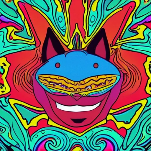 Image similar to ren and stimpy psychedelic dmt trip