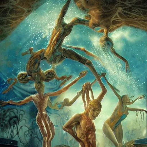 Prompt: human anatomy waterpark painting by brain froud, charles vess, cinematic lighting, epic composition, highly detailed