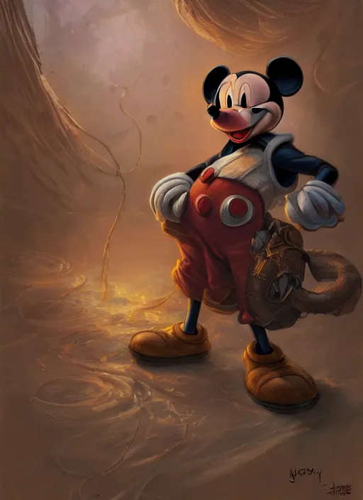 Image similar to Mickey Mouse as a ruggedly handsome hero, tasteful, intricate, elegant, highly detailed, centered, digital painting, artstation, concept art, smooth, sharp focus, illustration, artgerm, donato giancola, Joseph Christian Leyendecker, WLOP