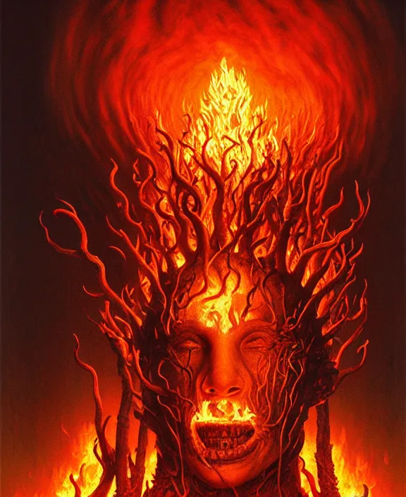 Prompt: a burning suffering man completely consisting of fire hovering above the ground no facial body limbs features can be seen fullbody highly detailed portrait concept art masterpiece cinematic all in flames fantasy art hyperdetailed hyperrealism art by tim hildebrandt giancola elmore beksinski rackham